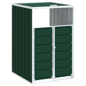 vidaXL Rangement &agrave; roulettes pour poubelles pour bac unique vert acier
