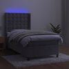 vidaXL Sommier &agrave; lattes de lit matelas et LED Gris clair 100x200 cm