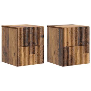 vidaXL Cabinet de chevet mural 2 pcs Bois ancien 33 x 34,5 x 40 cm