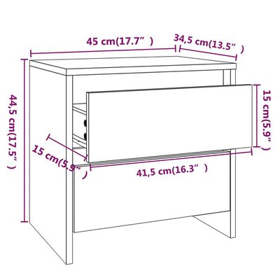 vidaXL Tables de chevet 2pcs gris béton 45x34,5x44,5cm bois ingénierie