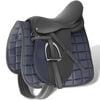 vidaXL Set de selle &eacute;quitation 17,5" en cuir v&eacute;ritable 18 cm 5 en 1 noir