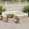 vidaXL Ensemble de canap&eacute; de jardin 9 pcs Beige Poly Rattan