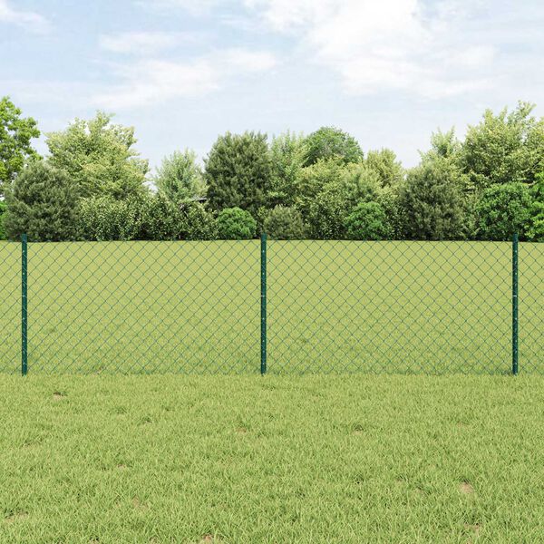 vidaXL Cl&ocirc;ture avec poteau Vert 0,6 x 10 m Acier et PVC