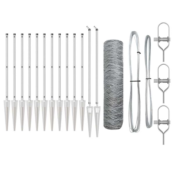 vidaXL Poteau de cl&ocirc;ture. Argent&eacute; 10 x 1 m (maille de 36 mm) Acier