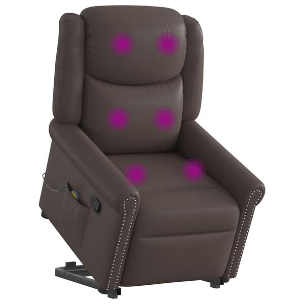 vidaXL Fauteuil de massage inclinable marron brillant similicuir