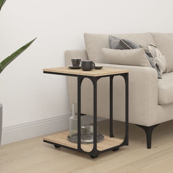 vidaXL Table d'appoint à roues Chêne sonoma 50x35x55,5 cm
