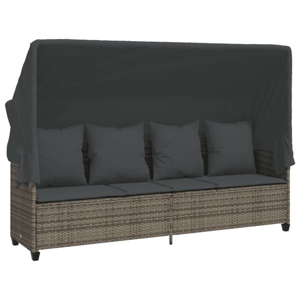 vidaXL Salon de jardin 5 pcs avec coussins gris r&eacute;sine tress&eacute;e
