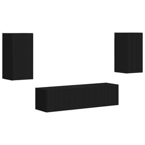 vidaXL Ensemble meuble TV 4 pc Noir Bois d'ing&eacute;nierie