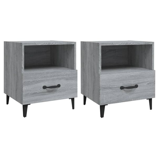 vidaXL Tables de chevet 2 pcs Sonoma gris Bois d'ing&eacute;nierie
