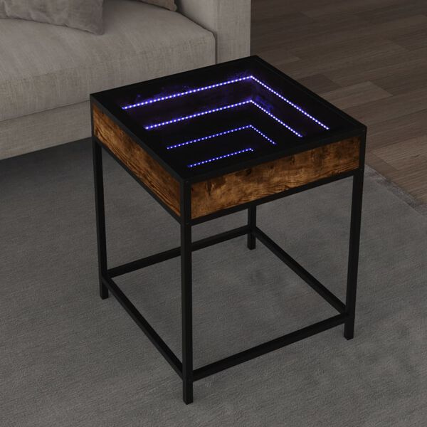 vidaXL Table basse avec LED Infinity chêne fumé 40x40x51 cm