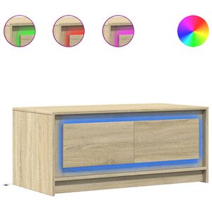 vidaXL Table basse avec lumi&egrave;res LED ch&ecirc;ne sonoma bois d'ing&eacute;nierie