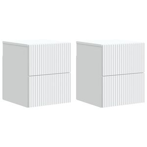 vidaXL Cabinet de chevet mural 2 pcs Blanc 33 x 34,5 x 40 cm