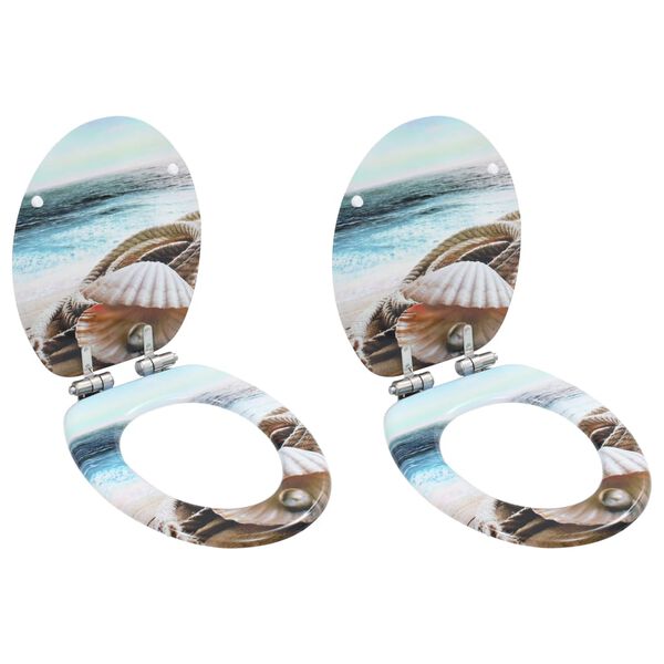 vidaXL lot de 2 Si&egrave;ges WC MDF couvercle fermeture en douceur Coquille