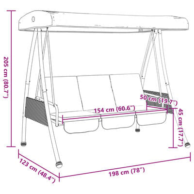 vidaXL Balancelle de jardin avec auvent réglable marron café acier