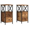 vidaXL Tables de chevet 2 pcs vieux bois 34x35,5x70 cm bois ing&eacute;nierie