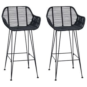 vidaXL Chaise de bar 2 pcs 55 x 52 x 92 cm Rotin et m&eacute;tal