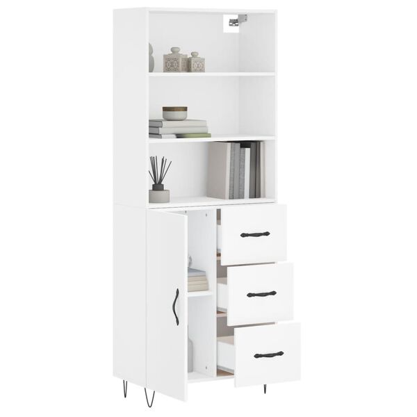 vidaXL Buffet haut Blanc 69,5x34x180 cm Bois d'ing&eacute;nierie