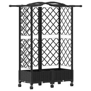 vidaXL Lit &Eacute;lev&eacute; avec Treillis et Toit Noir 124 x 40 x 129 cm PP