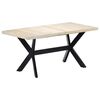 vidaXL Table &agrave; manger Blanc 160x80x75 cm Bois de manguier massif