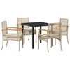 vidaXL Ensemble de salle &agrave; manger pour jardin 5 pc Beige et Noir Rotin
