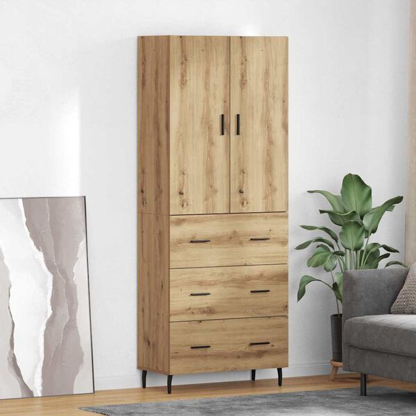 vidaXL Haut Armoire 2 pcs Ch&ecirc;ne artisanal Bois Agglom&eacute;r&eacute; et Verre