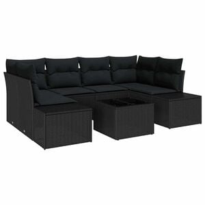 vidaXL Ensemble de canap&eacute; de jardin avec coussin 8 pcs Noir polyrotin