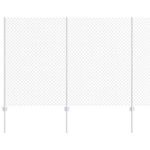 vidaXL Cl&ocirc;ture &agrave; maillons avec poteaux 10 x 1,5 m Argent&eacute; Maille