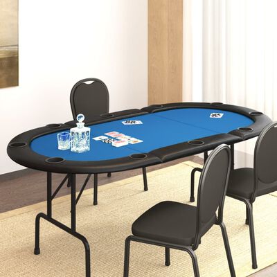 vidaXL Table de poker pliable 10 joueurs Bleu 206x106x75 cm