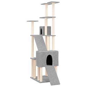 vidaXL Arbre &agrave; chat avec griffoirs en sisal Gris clair 190 cm