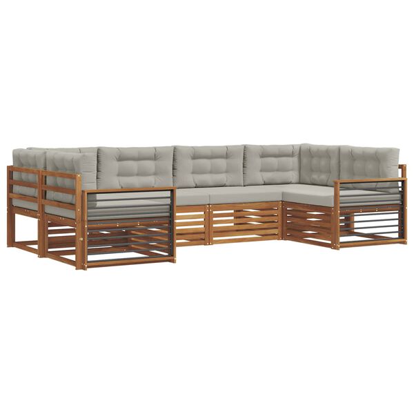 vidaXL Ensemble de canap&eacute;s d'ext&eacute;rieur 6 pcs Gris Naturel et Clair