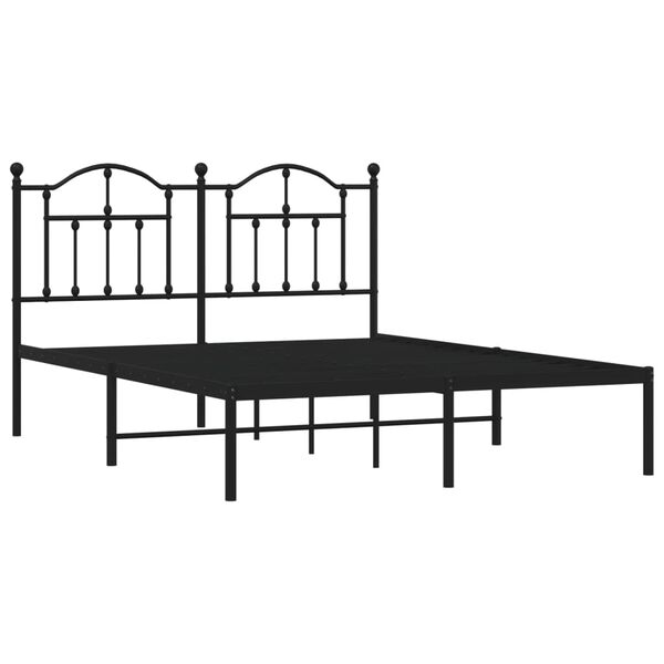 vidaXL Cadre de lit m&eacute;tal sans matelas avec t&ecirc;te de lit noir 140x190cm