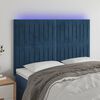 vidaXL T&ecirc;te de lit &agrave; LED Bleu fonc&eacute; 144x5x118/128 cm Velours