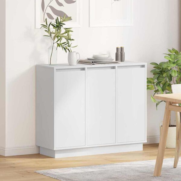 vidaXL Buffet LED Blanc 90 x 32 x 75 cm Bois d'ing&eacute;nierie