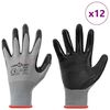 vidaXL Gants de Travail 12 pcs Gris et Noir 7 / S Polyester