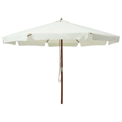 vidaXL Parasol d’extérieur avec mât en bois 330 cm blanc sable