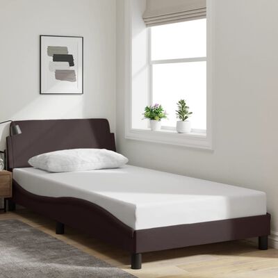 vidaXL Cadre de lit avec tête de lit Marron foncé 100x200 cm Tissu