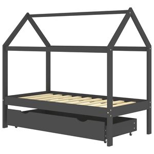 vidaXL Cadre de lit d'enfant avec un tiroir Gris fonc&eacute; Pin 80x160 cm