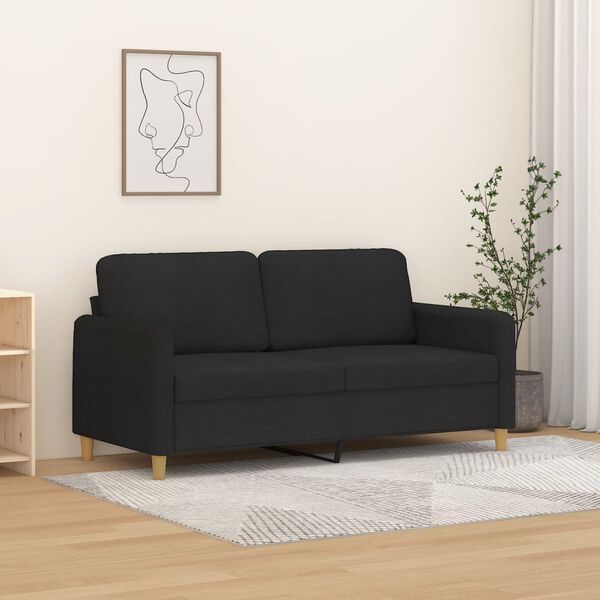 vidaXL Canap&eacute; &agrave; 2 places Noir 140 cm Tissu