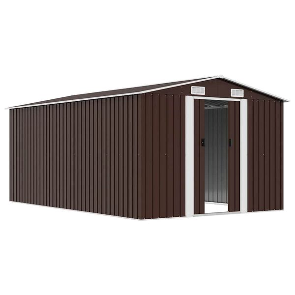vidaXL Abri de jardin 257x392x181 cm M&eacute;tal Marron