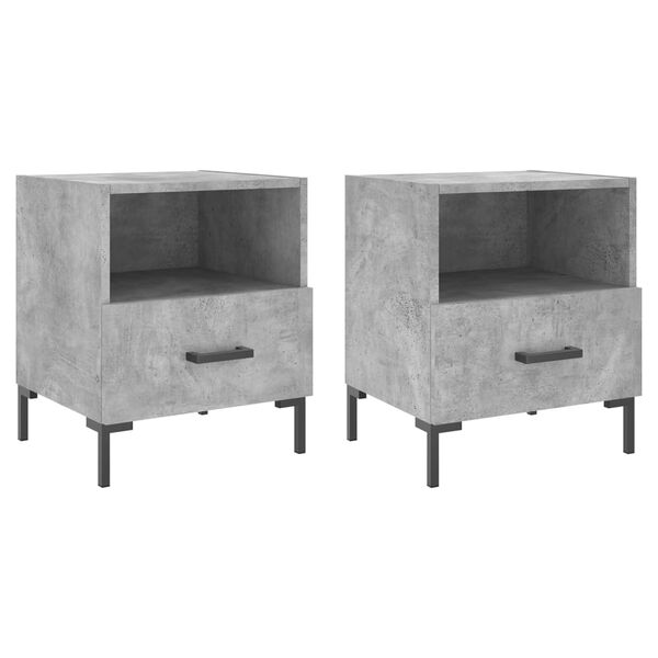 vidaXL Tables de chevet 2pcs gris b&eacute;ton 40x35x47,5cm bois d&rsquo;ing&eacute;nierie