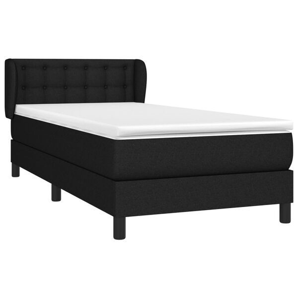 vidaXL Sommier &agrave; lattes de lit avec matelas Noir 100x200 cm Tissu