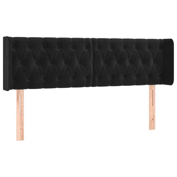 vidaXL T&ecirc;te de lit avec oreilles Noir 147x16x78/88 cm Velours