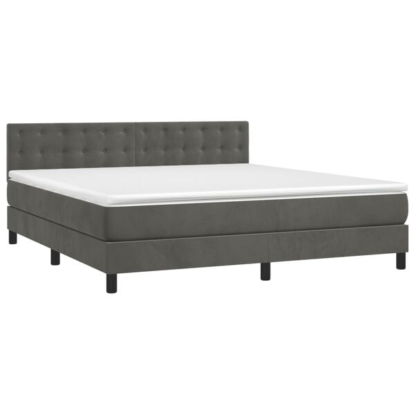 vidaXL Sommier &agrave; lattes de lit matelas et LED Gris fonc&eacute; 180x200 cm