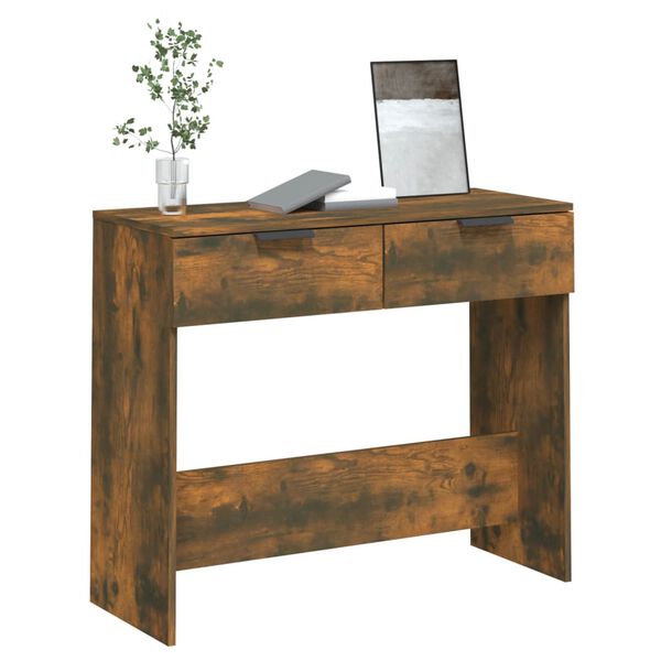 vidaXL Table console Ch&ecirc;ne fum&eacute; 90x36x75 cm Bois d'ing&eacute;nierie