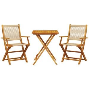vidaXL Ensemble de bistro 3 pcs beige polypropyl&egrave;ne et bois massif