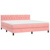 vidaXL Sommier &agrave; lattes de lit avec matelas Rose 160x200 cm Velours