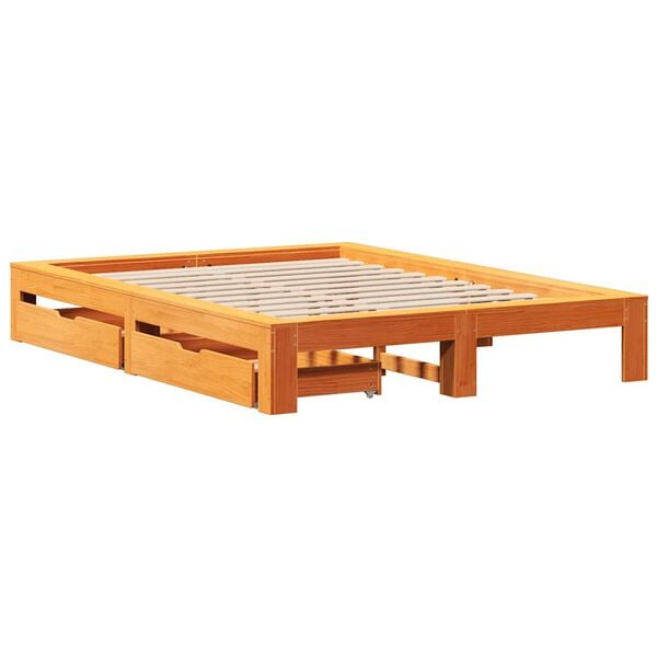 vidaXL Cadre de lit sans matelas cire marron 160x200cm bois pin massif