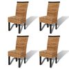 vidaXL Chaises &agrave; manger lot de 4 bois solide de manguier et abaca