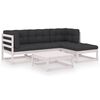 vidaXL Salon de jardin 5 pcs avec coussins Bois de pin massif