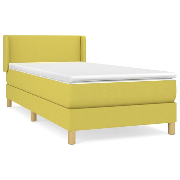 vidaXL Sommier &agrave; lattes de lit avec matelas Vert 90x190 cm Tissu